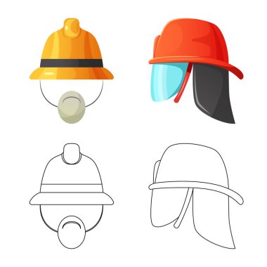 Şapkalar ve kap simgesi yalıtılmış nesne. Şapkalar ve hisse senedi için aksesuar vektör simge kümesi.