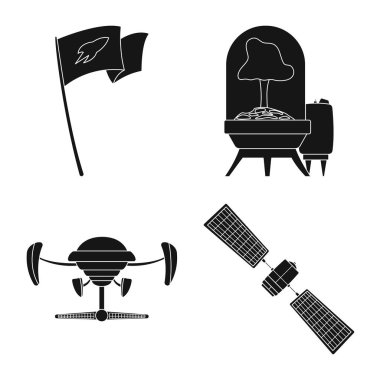 Mars ve uzay logo vektör tasarımı. Mars ve gezegen hisse senedi simgesi web için set.