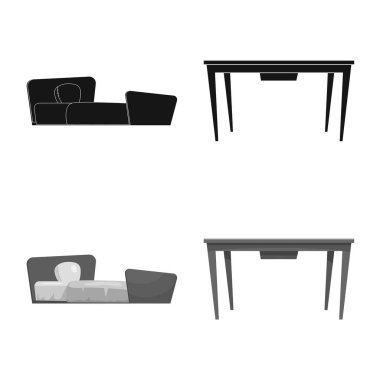 Vektör çizim mobilya ve daire sembolü. Mobilya ve ev hisse senedi vektör çizim.