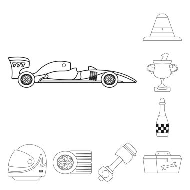 Araba ve ralli simge vektör tasarımı. Araba ve yarış hisse senedi vektör çizim topluluğu.
