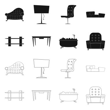 Mobilya ve daire simge vektör tasarımı. Koleksiyon Mobilya ve ev hisse senedi vektör çizim.