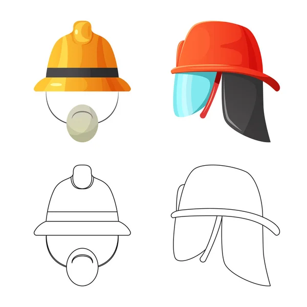 Objeto aislado de casco e icono de la tapa. Conjunto de casco y accesorio icono de vector para stock . — Vector de stock