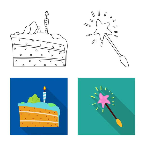 Design vetorial de festa e ícone de aniversário. Conjunto de festa e celebração símbolo de estoque para web . — Vetor de Stock