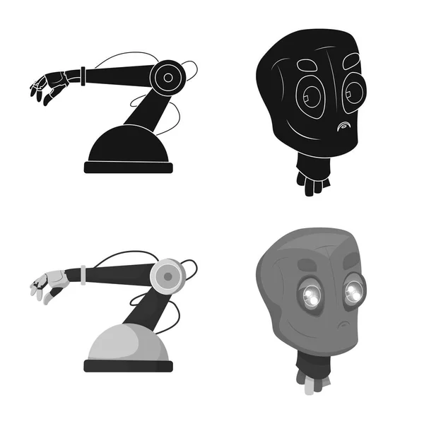 Απομονωμένο αντικείμενο του ρομπότ και εργοστάσιο λογότυπο. Συλλογή των ρομπότ και χώρο εικονογράφηση διάνυσμα απόθεμα. — Διανυσματικό Αρχείο