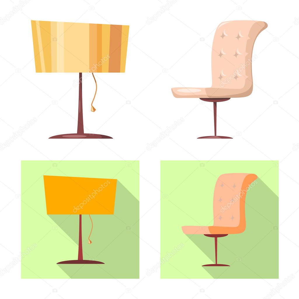 Isolated object of furniture and apartment logo. Collection of furniture and home vector icon for stock.