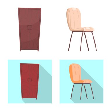 Mobilya ve daire simge vektör Illustration. Mobilya ve ev hisse senedi vektör çizim.