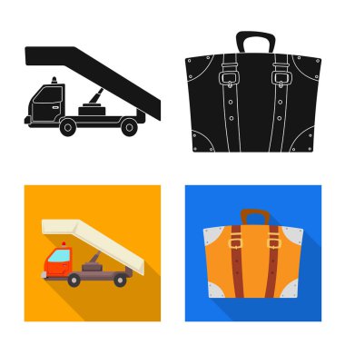 Havaalanı ve uçak simge vektör tasarımı. Havaalanı ve uçak hisse senedi vektör çizim seti.