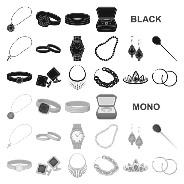 Bijoux et accessoires icônes noires dans la collection set pour design.Decoration vectoriel symbole stock illustration web . — Image vectorielle