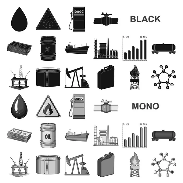 stock vector Oil industry black icons in set collection for design. Equipment and oil production vector symbol stock web illustration.