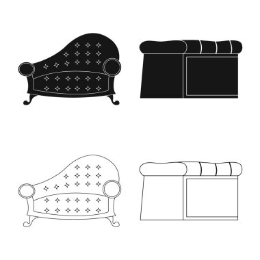 Mobilya ve daire simgesi yalıtılmış nesne. Mobilya ve ev hisse senedi vektör çizim.