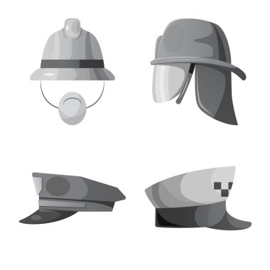 Şapkalar ve kap simge vektör çizim. Web için hisse senedi sembolü şapkalar ve aksesuar koleksiyonu.