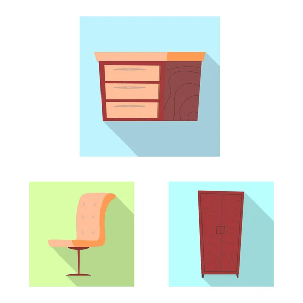 家具和公寓符号的矢量设计。家具和家庭股票矢量图集. — 图库矢量图片