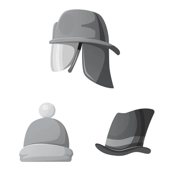 모자와 모자 로고의 벡터 디자인입니다. 웹에 대 한 헤드 기어와 액세서리 주식 기호 모음. — 스톡 벡터