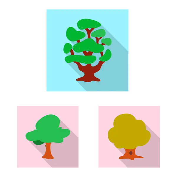 Izolovaný objekt ikony strom a příroda. Sbírka strom a korunu vektorové ikony pro stock. — Stockový vektor