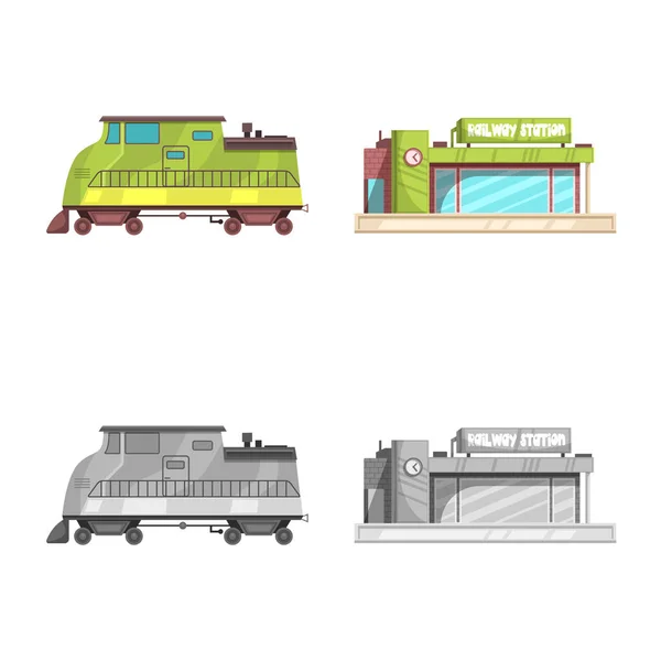 Vector ontwerp van trein en station pictogram. Collectie van trein en ticket aandelensymbool voor web. — Stockvector