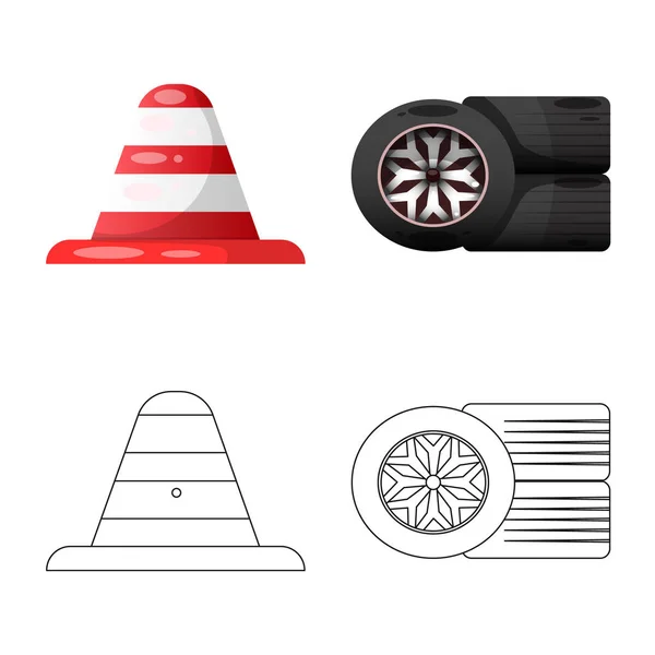 Ilustração vetorial de carro e símbolo de rali. Coleção de carro e símbolo de estoque de corrida para web . — Vetor de Stock