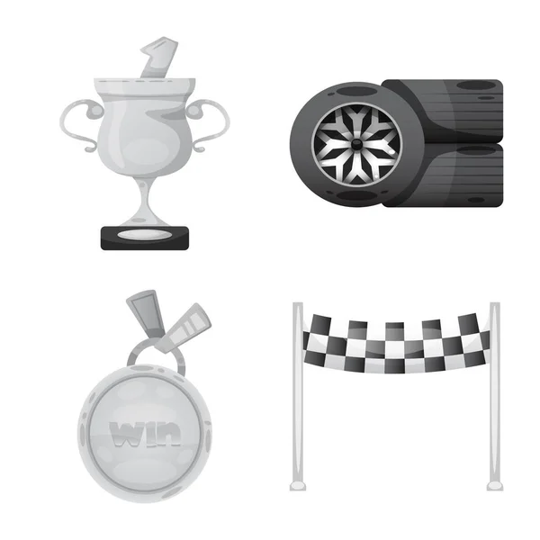 Векторна ілюстрація автомобіля та символ ралі. Колекція автомобілів і гоночного символу для Інтернету . — стоковий вектор