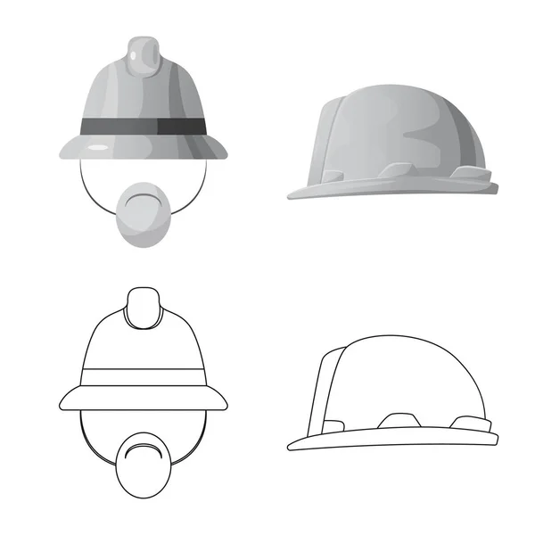 Isolated object of headgear and cap logo. Collection of headgear and accessory stock vector illustration. — Stock Vector