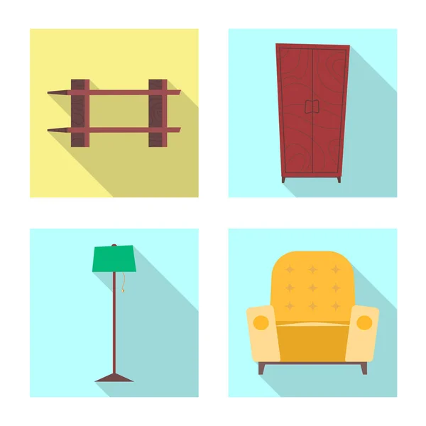 家具和公寓标志的孤立对象。收藏家具和家庭矢量图标股票. — 图库矢量图片