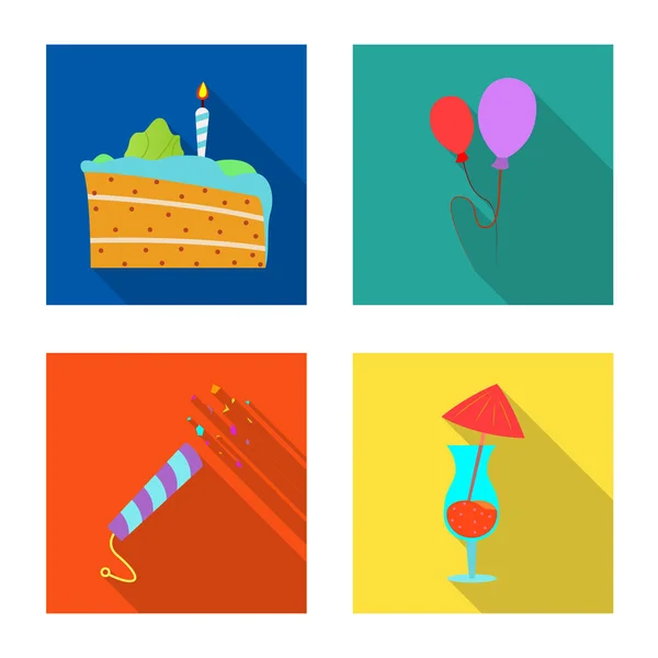 Parti ve Doğum günü simge vektör Illustration. Web için kutlama ve parti hisse senedi simgesi kümesi. — Stok Vektör