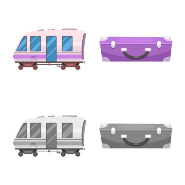 Tren ve İstasyonu simge vektör Illustration. Tren ve bilet hisse senedi simgesi için web topluluğu.