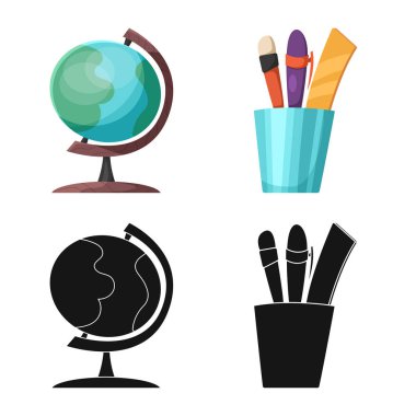 Eğitim ve işaret öğrenme yalıtılmış nesne. Eğitim ve hisse senedi için okul vektör simge kümesi.