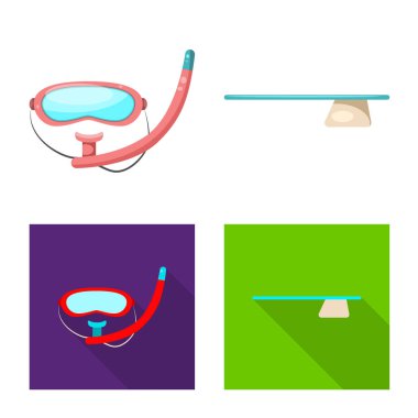 Havuzu ve yüzme simge vektör Illustration. Havuzu ve etkinlik hisse senedi vektör çizim seti.