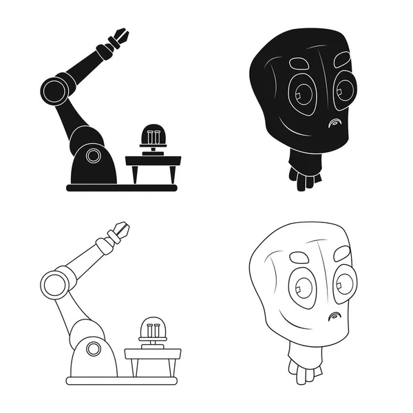 Vektor-Illustration von Roboter und Fabrik-Symbol. Set von Roboter- und Space Stock Vector Illustration. — Stockvektor