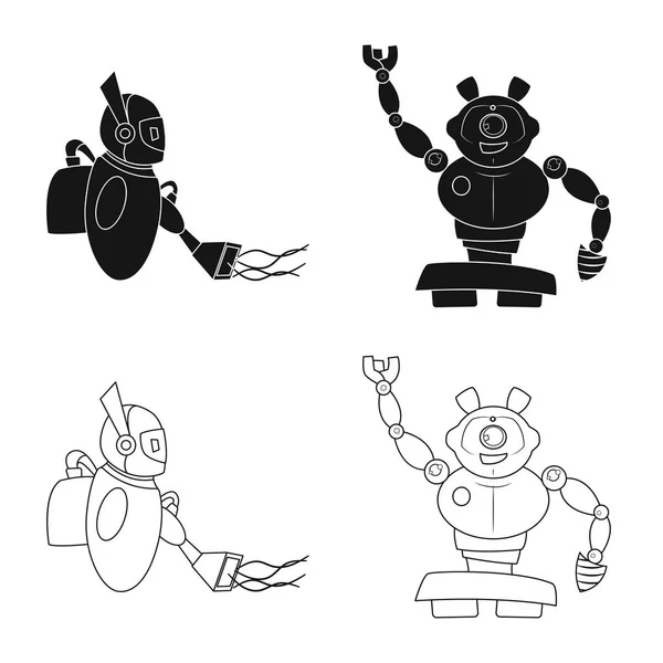 Vector ontwerp van pictogram robot en fabriek. Set van robot en ruimtevaart voorraad vectorillustratie. — Stockvector