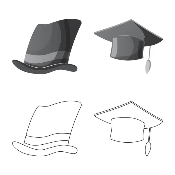Ilustración vectorial de casco e icono de la tapa. Conjunto de casco y accesorio icono de vector para stock . — Vector de stock