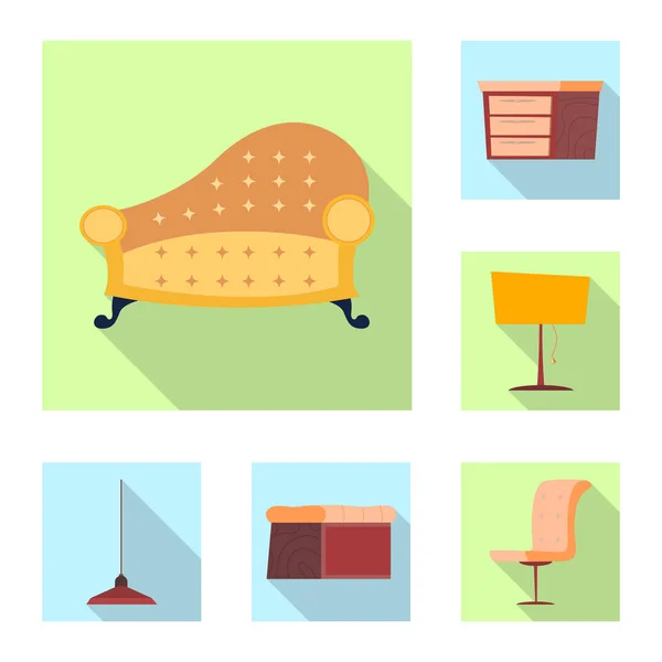 Progettazione vettoriale di mobili e l'icona appartamento. Set di mobili e icona vettoriale per la casa per magazzino . — Vettoriale Stock