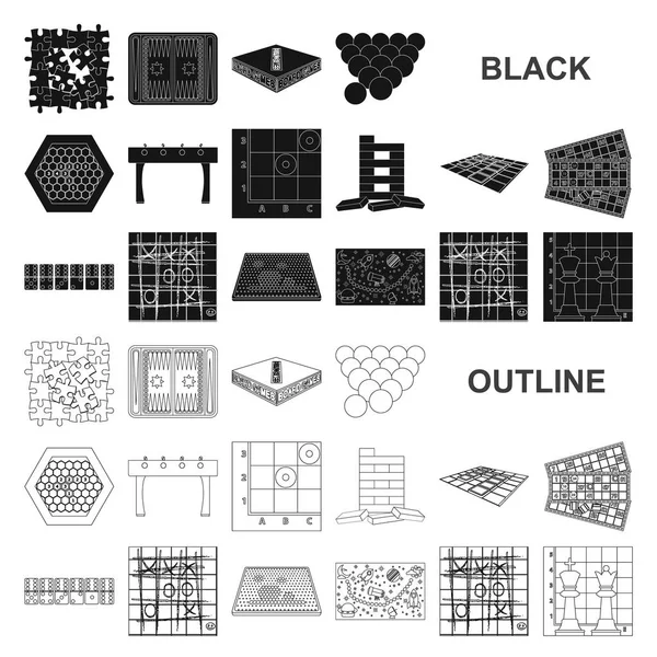 Juego de mesa de iconos negros en la colección de conjuntos para el diseño. Juego y entretenimiento vector símbolo stock web ilustración . — Vector de stock