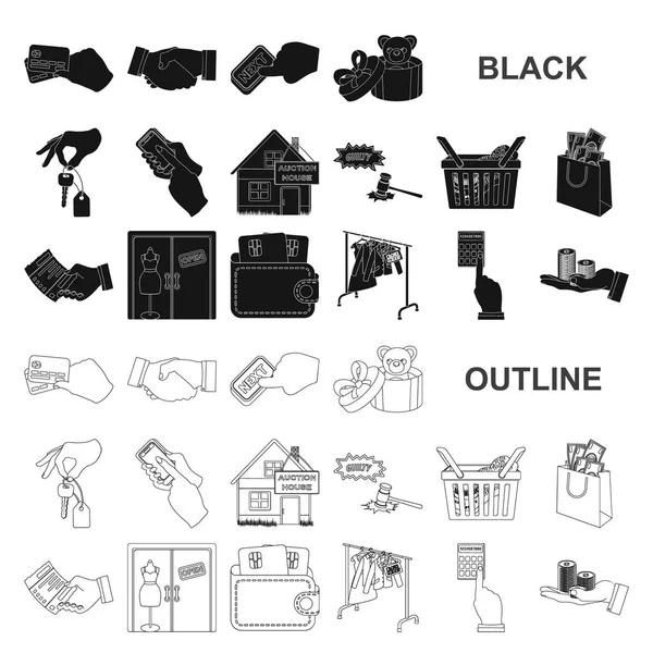 Comercio electrónico e iconos negros de negocios en la colección de conjuntos para el diseño. Compra y venta de vectores símbolo stock web ilustración . — Archivo Imágenes Vectoriales