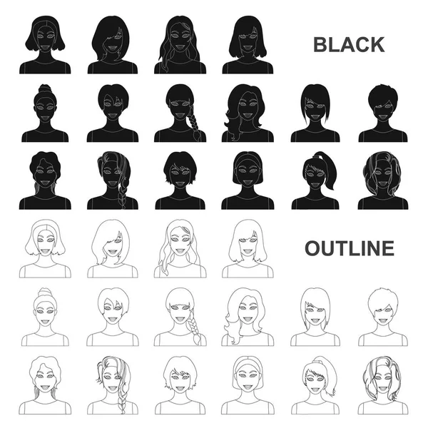 Femmes Vêtements icônes noires en set collection pour le design.Vêtements Variétés et Accessoires symbole vectoriel illustration web stock . — Image vectorielle