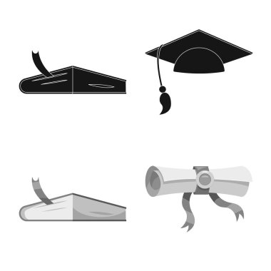 Eğitim ve öğrenme simgesi izole nesne. Eğitim ve okul hisse senedi simgesi web için set.