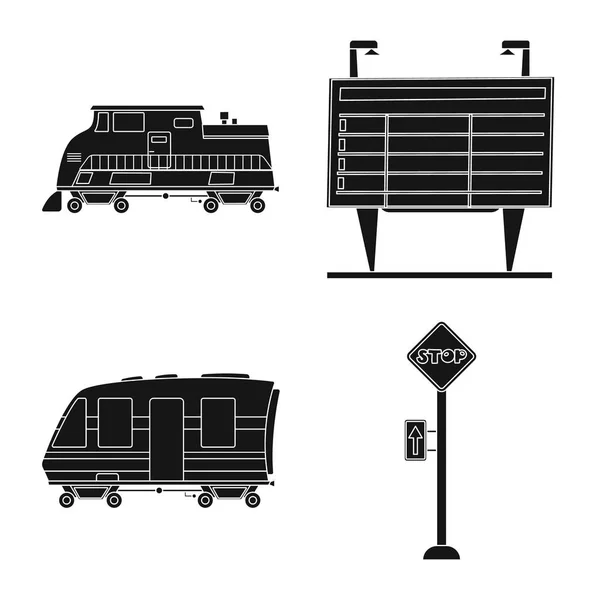 Objeto aislado del logotipo del tren y la estación. Conjunto de ilustración vectorial de tren y billete . — Archivo Imágenes Vectoriales