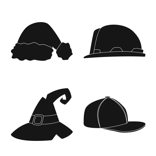 Objeto aislado de casco e icono de la tapa. Colección de sombreros y el icono del vector de la cabeza para la acción . — Vector de stock