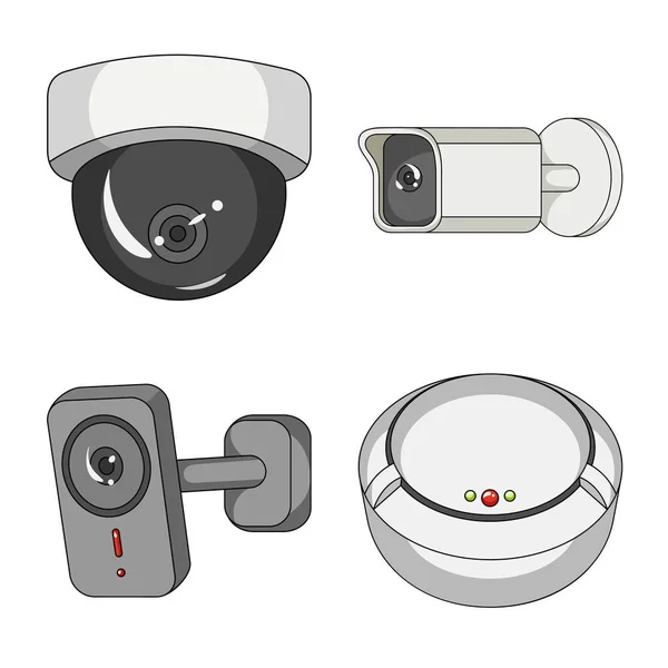 Vectorillustratie van cctv en camera icoon. Verzameling van vector-pictogram voor cctv en systeem voor voorraad. — Stockvector