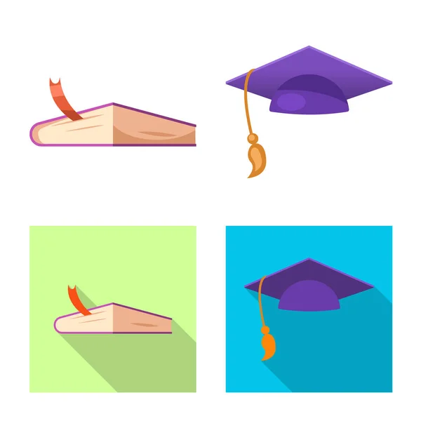 Objeto aislado del logotipo de educación y aprendizaje. Conjunto de educación e ilustración de vectores escolares . — Vector de stock