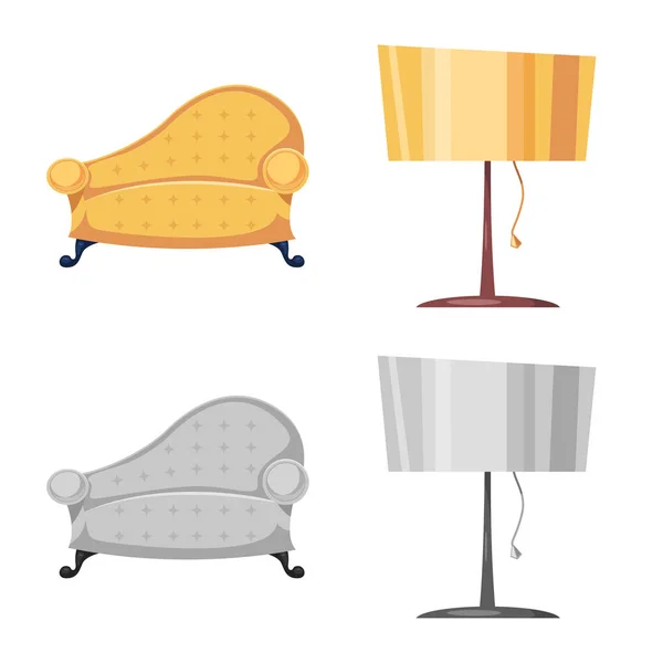 Isolerade objekt av möbler och lägenhet symbol. Samling av möbler och hem lager vektorillustration. — Stock vektor