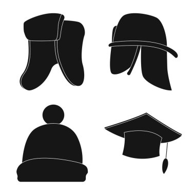 Şapkalar ve kap işareti tasarımını vektör. Şapkalar ve şapkalar hisse senedi vektör çizim seti.