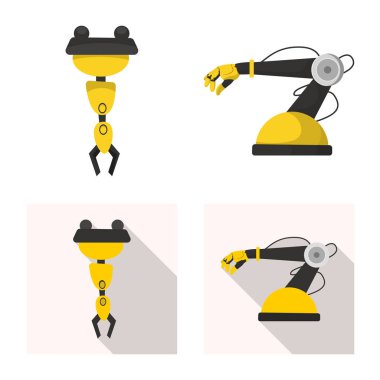 Robot ve fabrika logo vektör Illustration. Robot ve uzay hisse senedi vektör çizim seti.