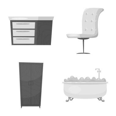 Mobilya ve daire simge vektör Illustration. Mobilya ve ev hisse senedi simgesi web için set.