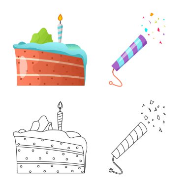 Parti ve Doğum işareti vektör Illustration. Web için kutlama ve parti hisse senedi simgesi kümesi.