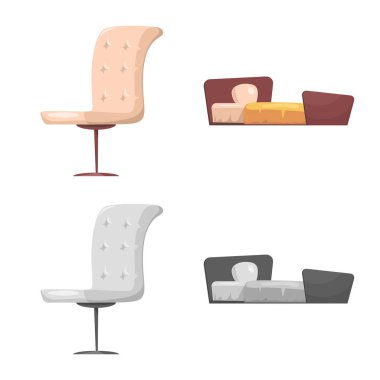 Mobilya ve daire logo vektör tasarımı. Koleksiyon Mobilya ve ev hisse senedi vektör çizim.