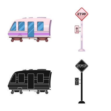 Tren ve istasyon logo vektör tasarımı. Tren ve bilet hisse senedi simgesi için web topluluğu.
