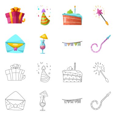 Parti ve Doğum günü simge vektör Illustration. Parti ve kutlama hisse senedi vektör çizim seti.