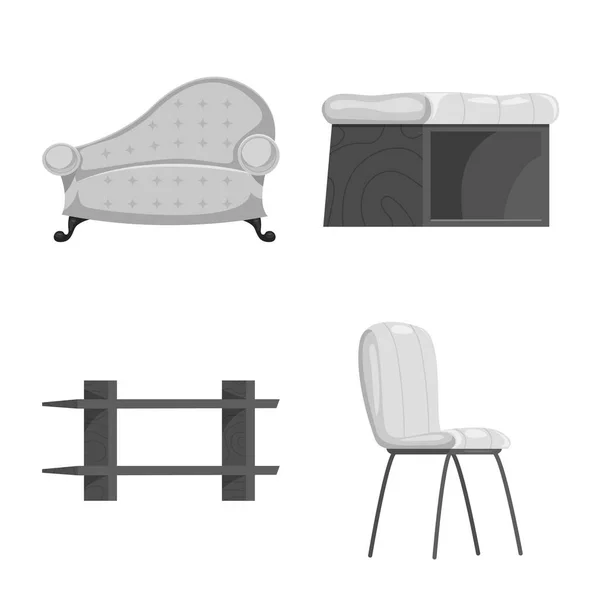 Ilustración vectorial de muebles y letrero de apartamento. Colección de muebles y el hogar vector de la ilustración . — Archivo Imágenes Vectoriales