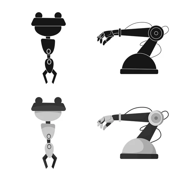 Διάνυσμα σχεδιασμός του ρομπότ και εργοστάσιο λογότυπο. Σύνολο των ρομπότ και χώρο σύμβολο μετοχής για το web. — Διανυσματικό Αρχείο