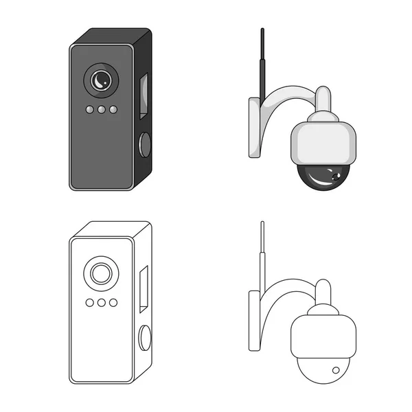 Objeto isolado de cctv e símbolo de câmera. Conjunto de cctv e sistema de símbolo de estoque para web . — Vetor de Stock